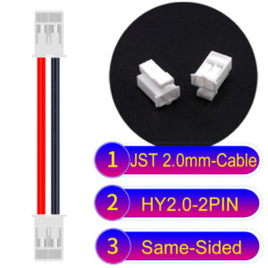 JST HY2.0mm 2-Pin Same-Side-Head 22AWG PVC Cable
