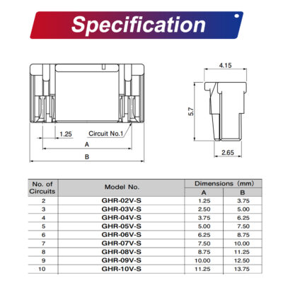 JST GHR1.25 1.25mm housing 2P 3P 4P 5P 6P 7P 8P 9P 10P 12P