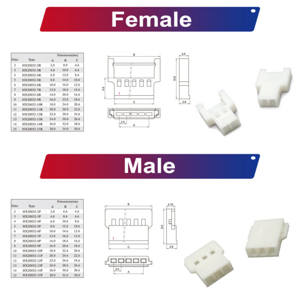 Molex MX2.0 2.0mm housing 2P 3P 4P 5P 6P 7P 8P 9P 10P 12P