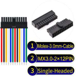 Molex MX3.0mm Dual Row 2×12Pin Male Single-Headed Micro-Fit Cable