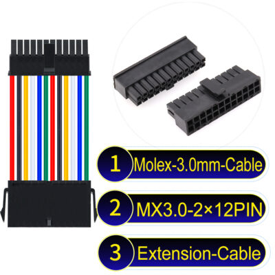 Molex MX3.0mm Dual Row 2×12Pin Male Female Extension Micro-Fit Cable