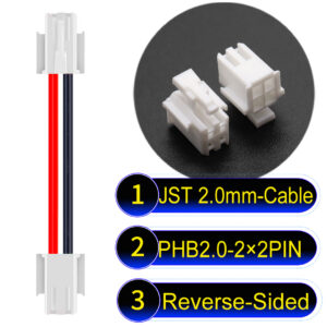 JST PHB2.0 Dual Row with Belt Lock 2×2PinReverse-Side-Headd Cable