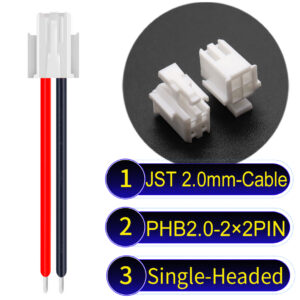 JST PHB2.0 Dual Row with Belt Lock 2×2Pin Single-Headed Cable
