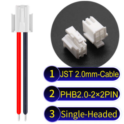 JST PHB2.0 Dual Row with Belt Lock 2×2Pin Single-Headed Cable