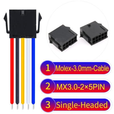 Molex MX3.0mm Dual Row 2×5Pin Female Single-Headed Micro-Fit Cable