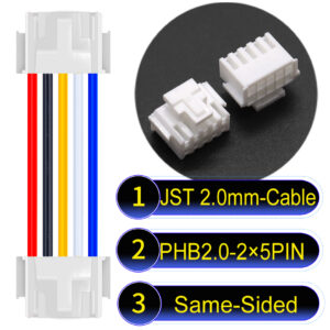 JST PHB2.0 Dual Row with Belt Lock 2×5Pin Same-Side-Head Cable
