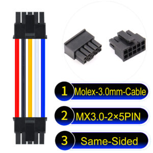 Molex MX3.0mm Dual Row 2×5Pin Male Single-Headed Micro-Fit Cable