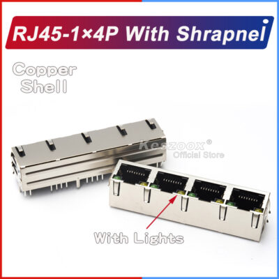 RJ45-1×4P-With-Shrapnel Ethernet Network Connector, 4-Pin