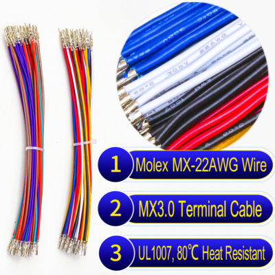 Molex Micro-Fit 3.0mm pre-crimped terminal cable 22AWG PVC wire