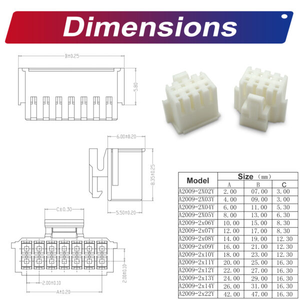 JST PHB2.0 2.0mm Housing 2P 3P 4P 5P 6P 7P 8P 9P 10P 12P